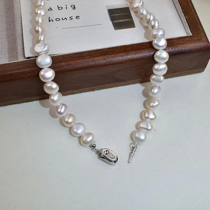 Natural Freshwater Double-Sided Glossy Pearl Necklace For Women Summer Luxury Fashion Pearl Clavicle Chain Jewelry