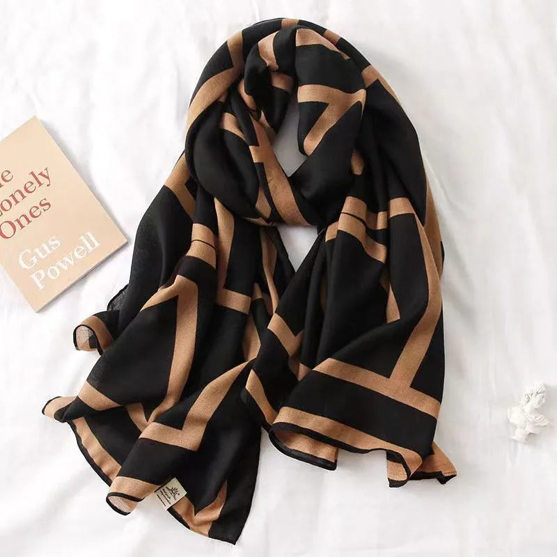 women's fashion star heart shape cotton and linen printing cotton linen scarves