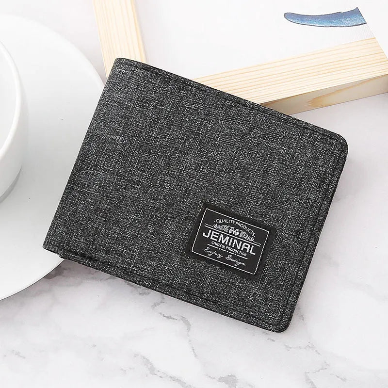 Men's Letter Canvas Grey Blue Black Flip Cover Wallets