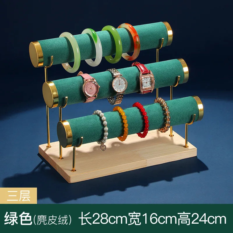 High-End Jewelry Display Stand Multi-Layer Bracelet Holder Watch Storage Rack Novelty Design Wooden Jewelry Accessory Showcase