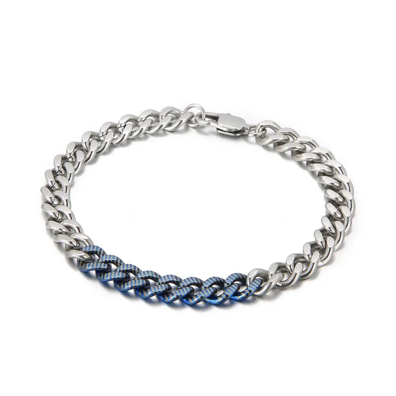 Wholesale Jewelry Hip-Hop Commute Solid Color Titanium Steel Plating Bracelets Necklace Cuban Link Chain Curb Chain