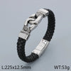 Business Color Block 304 Stainless Steel Leather Plating 18K Gold Plated Men's Bangle