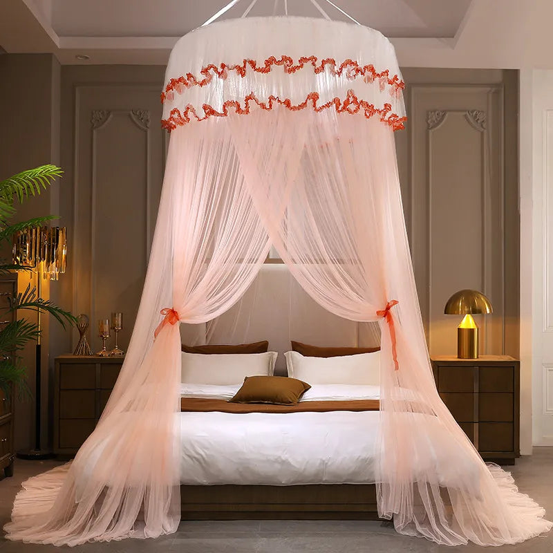 Dome princess-style punch-free ceiling-type encrypted mosquito net household 1.5 m1.8 m bed bedroom floor-type bed curtain