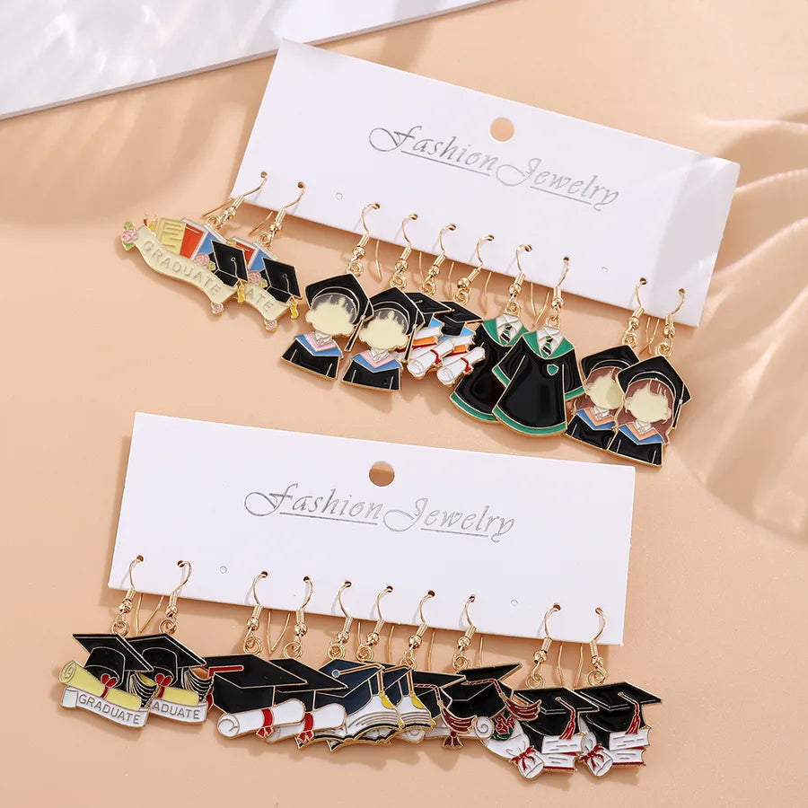 1 Set Cute Retro Preppy Style Trencher cap Student Clothes Alloy Drop Earrings