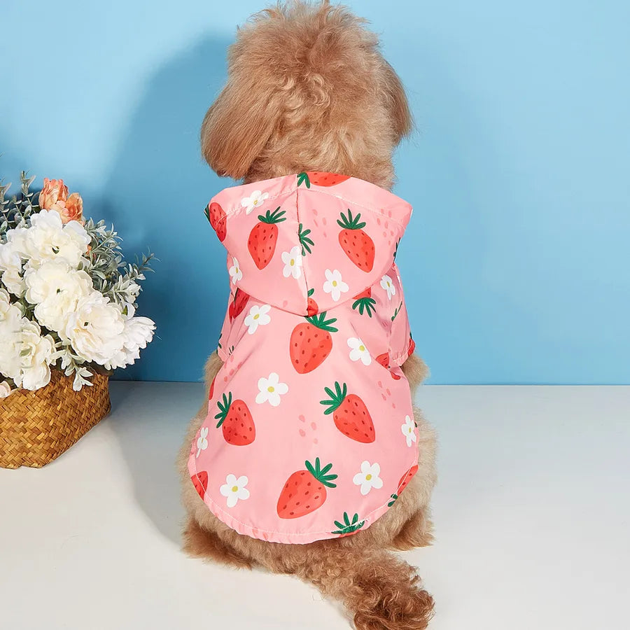 cute pastoral polyester strawberry pet clothing