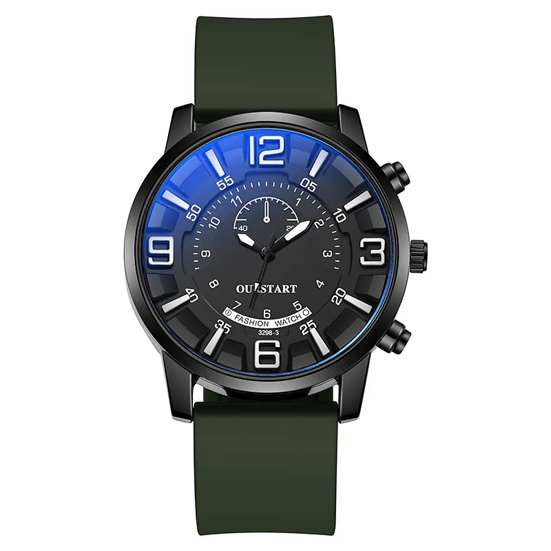 Direct sales Men's Watch  casual stereo digital live blue light glass quartz silicone watch men