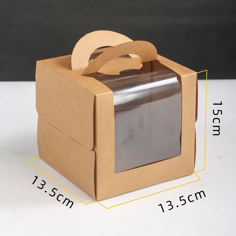 Three three four four six six eight eight inch birthday cake box portable cake box transparent window cake dessert packing box
