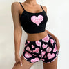 Large Size  Summer Sling Shorts Home Suit Soft Dressing Butterfly Printed Pajamas Two-piece Set
