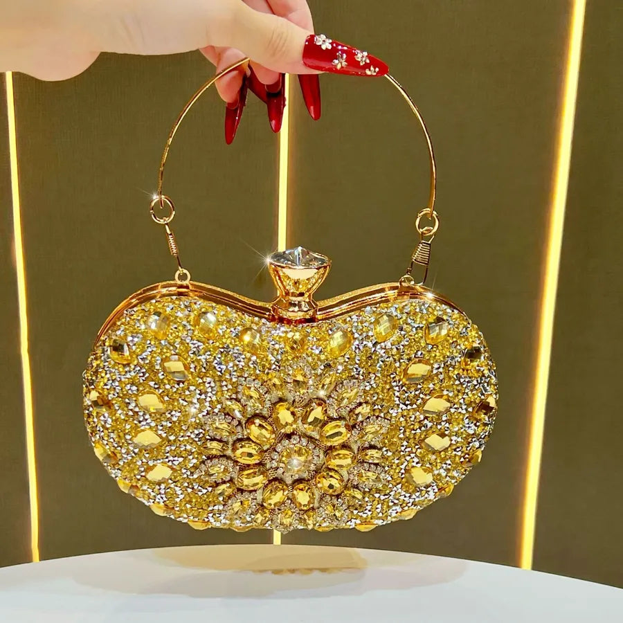 New Fashionable Diamond Embedded Handbag Lightweight Luxury Single Shoulder Crossbody Bag For Ladies Evening Party