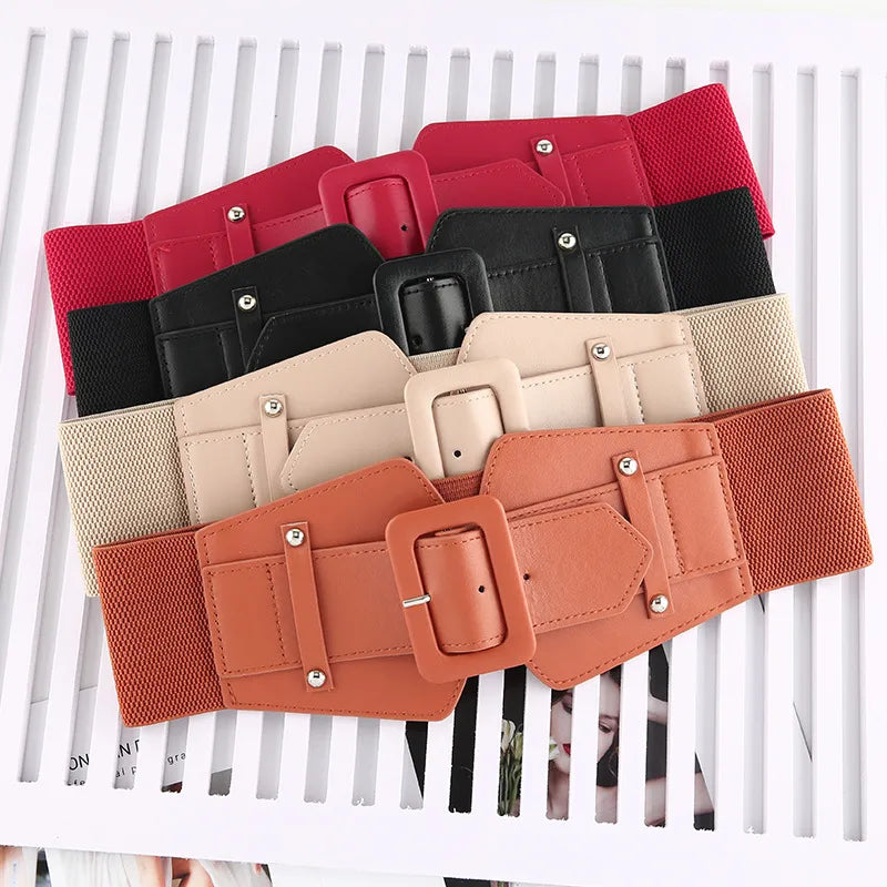 fashion solid color pu leather plastic women's corset belts 1 piece