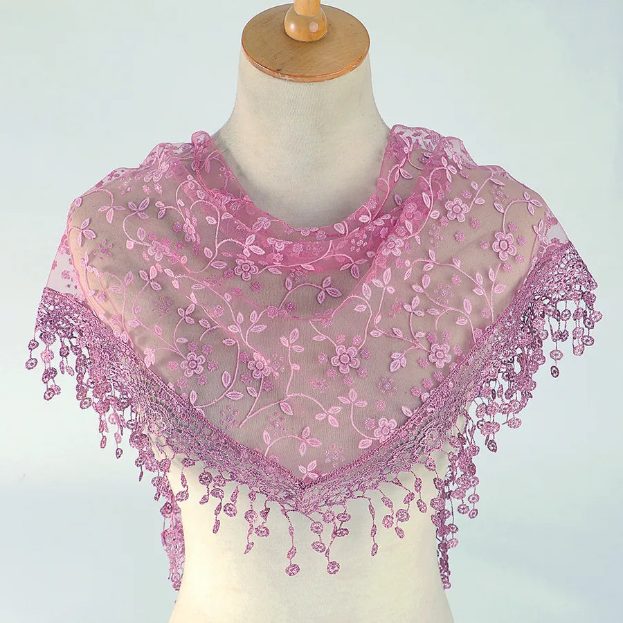 fashion flower polyester lace chiffon scarves