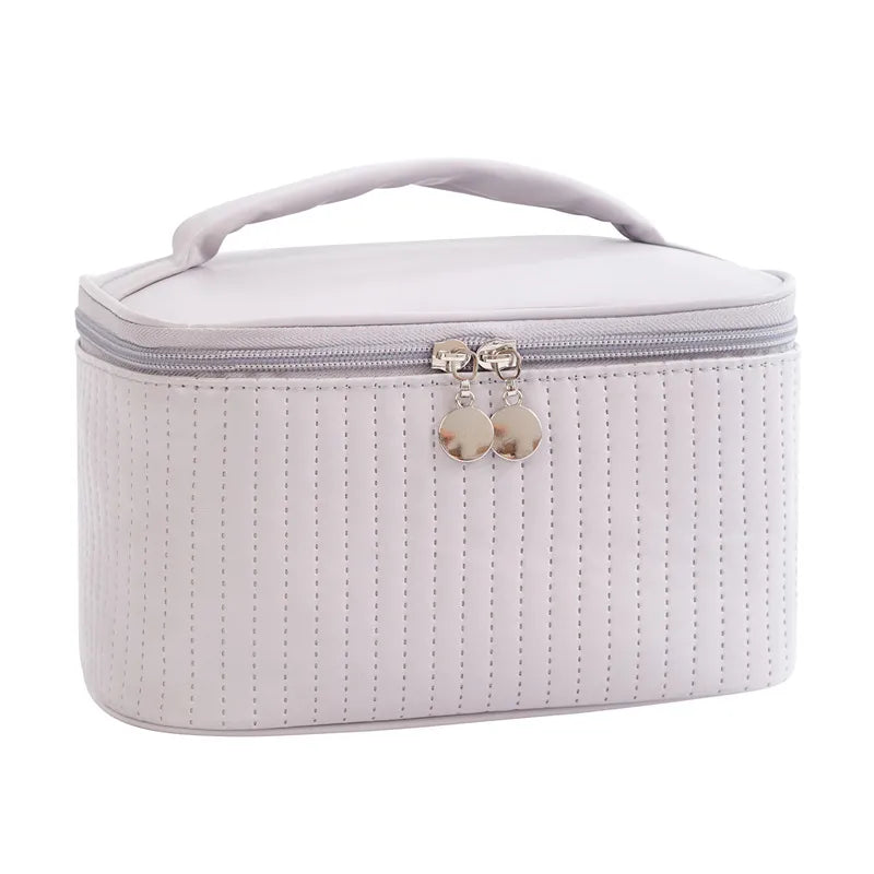 classic style solid color pu leather square makeup bags