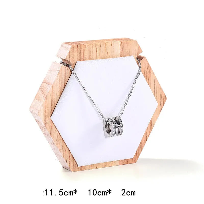 Simple Style Hexagon solid wood Patchwork Jewelry Display