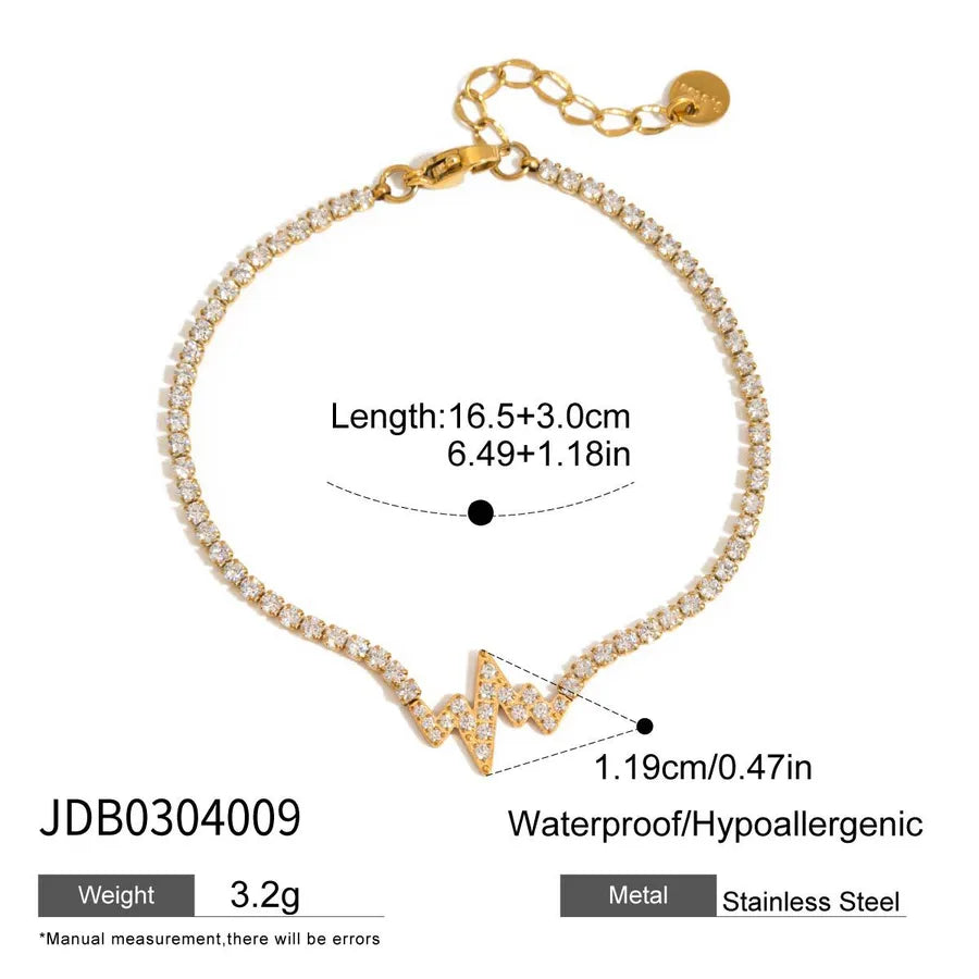 Elegant Sweet Simple Style Heart Shape Bow Knot 304 Stainless Steel Beaded Chain Tennis Chain Bracelets In Bulk