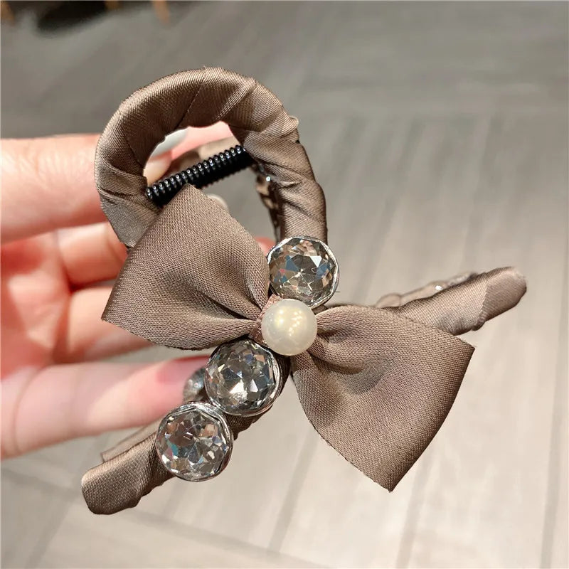 New Style Sweet Forest System Hair Clip Super Fairy Fabric Butterfly Knot Simple Back Of Head Bun Clip Casual Fashion Women Claw Hair Clip