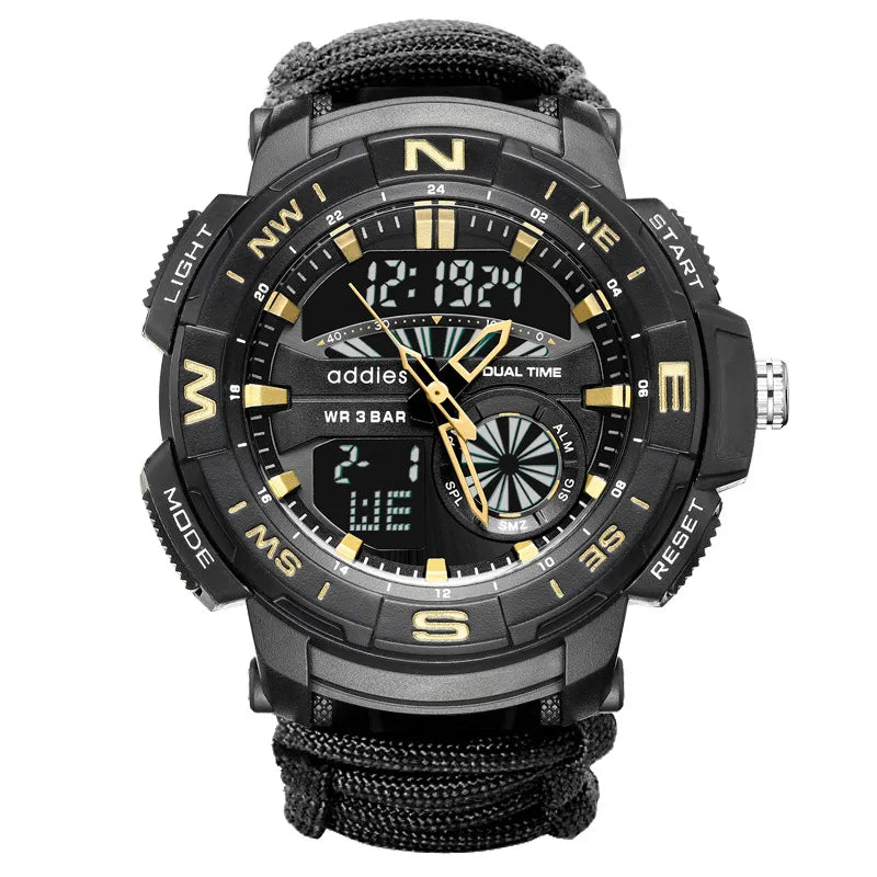 Edison luminous multifunctional compass watch outdoor mountaineering whistle Flint waterproof electronic men's watch wholesale