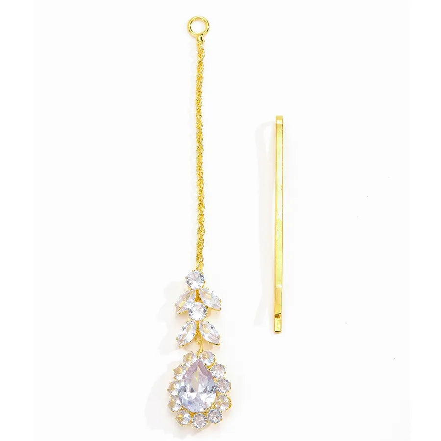 New Fashionable European Crystal Zirconia Waterdrop Hair Accessories For Brides Shiny Tassel forehead Chain Women's Jewelry