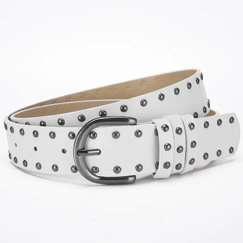 Casual Elegant Lady Solid Color Imitation Leather Alloy Plating Unisex Leather Belts