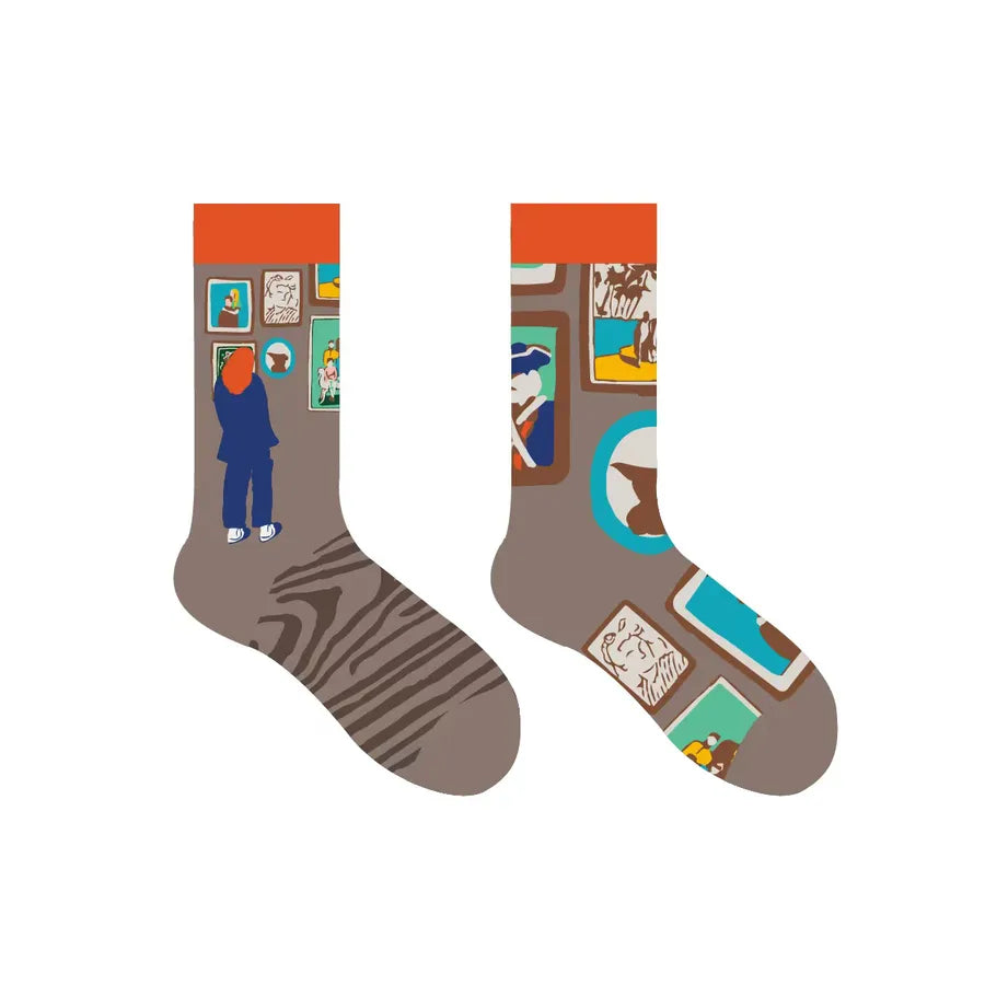 Unisex Modern Style Human Letter Cotton Crew Socks 10 Pairs Per Pack