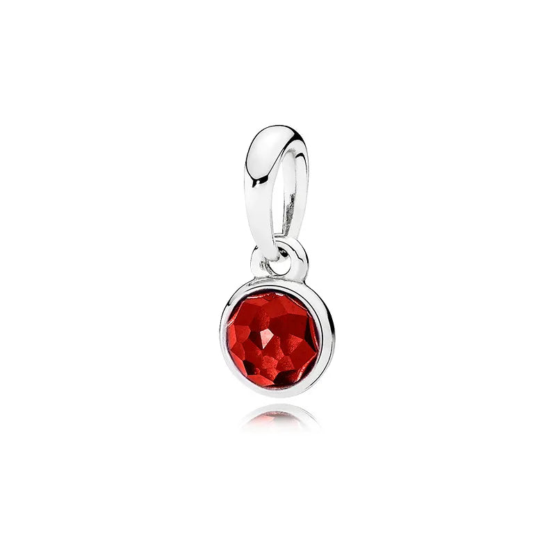 New Hot-Selling Monthly Pendant Water Drop 925 Silver Pendant April Birthstone Garnet Rose Quartz Necklace Women's Jewelry