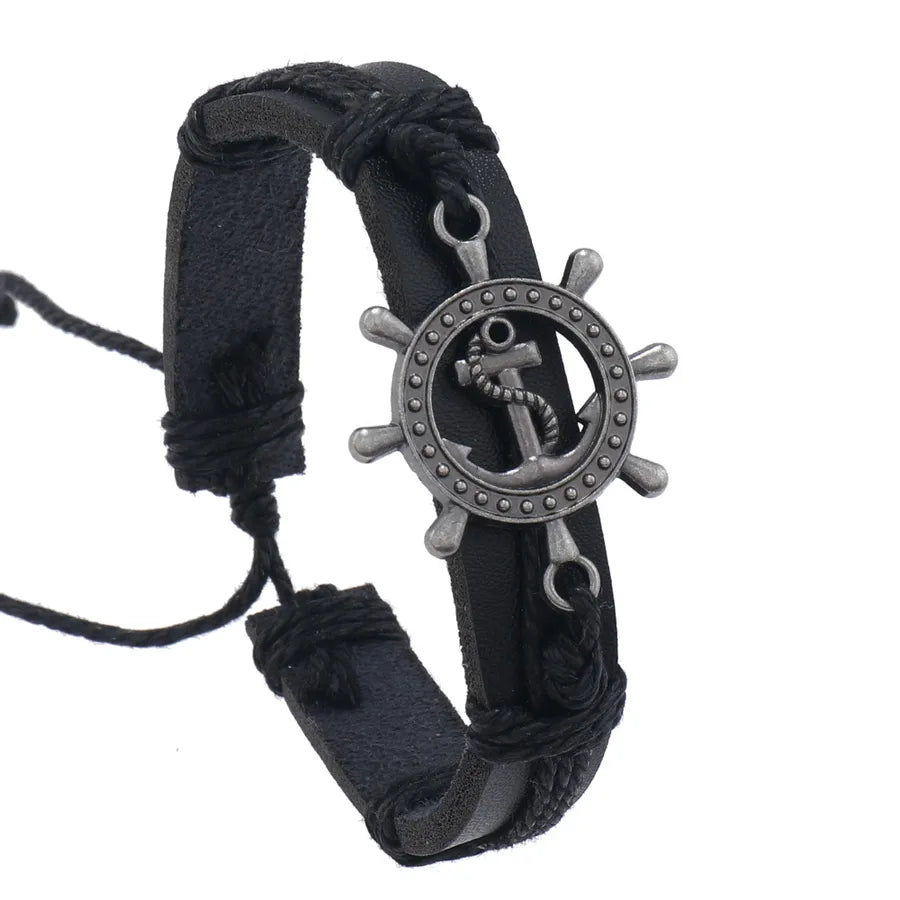 Simple Style Classic Style Solid Color Pu Leather Men's Bangle