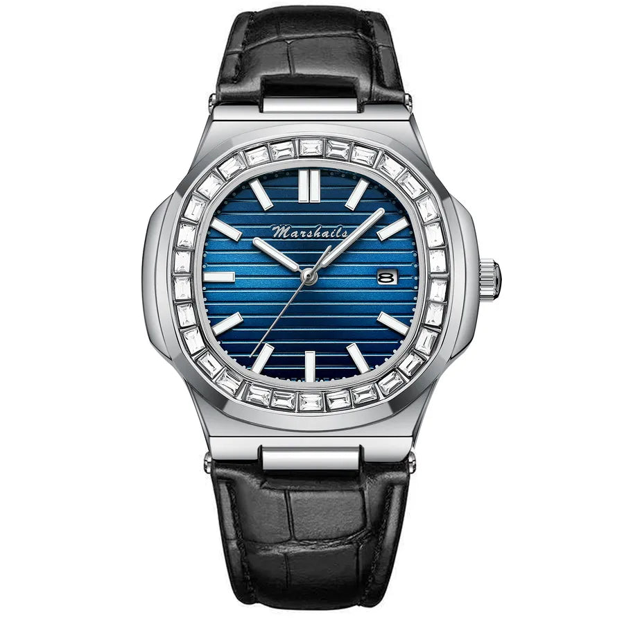 business stripe butterfly double snap quartz men's watches