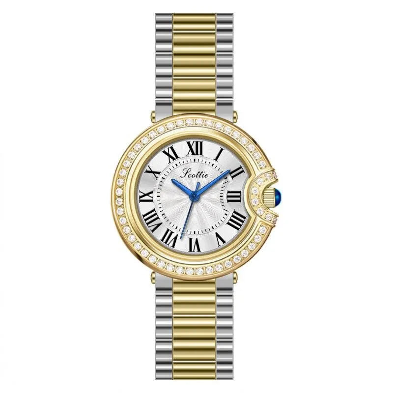 Elegant Color Block Solid Color Butterfly Double Snap Buckle Quartz Watch Women's Watches