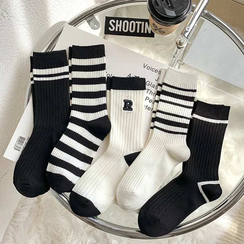 women's preppy style plaid cotton crew socks a pair 1 set
