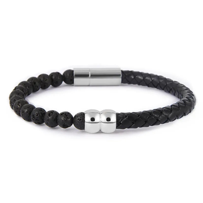 Retro Geometric Agate Titanium Steel Men's Bangle