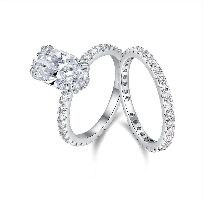 Moissanite 925 Sterling Silver Rings GRA Certificate Geometric Rings