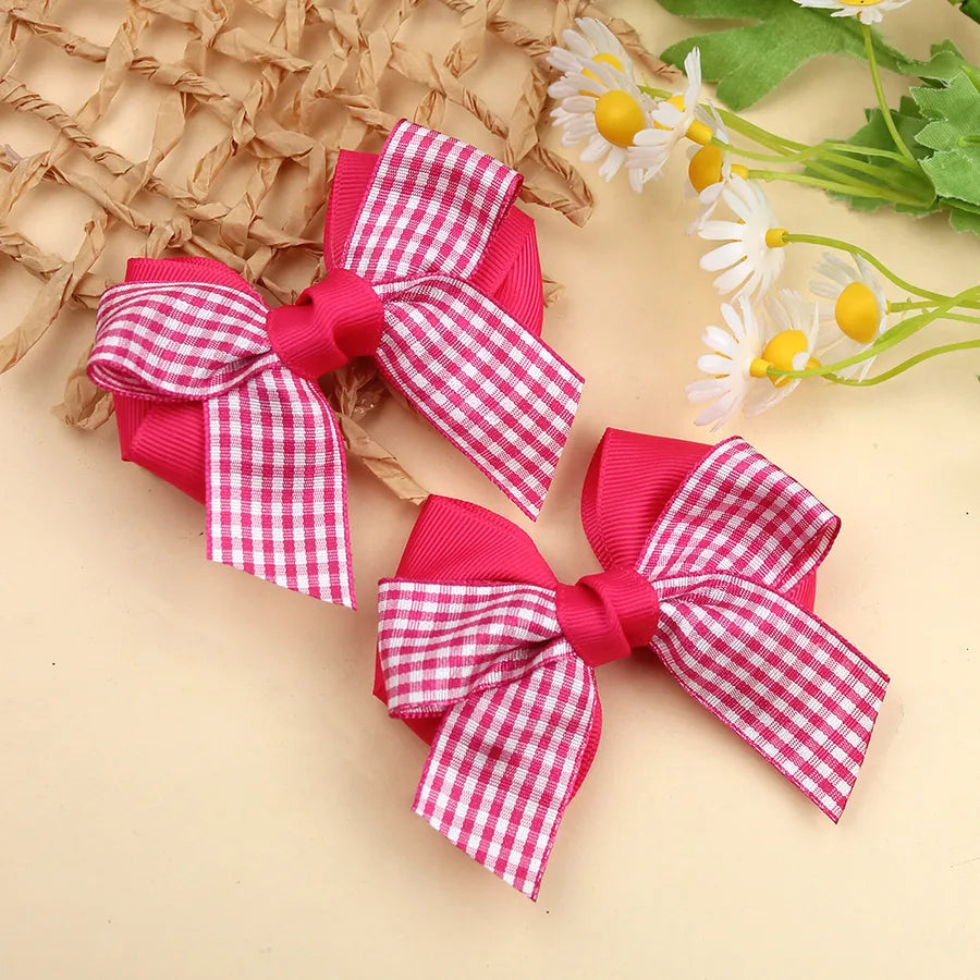 New British Academy Style Ins Pair of Fresh Plaid Bow Hairpin Handmade Hair for Girls