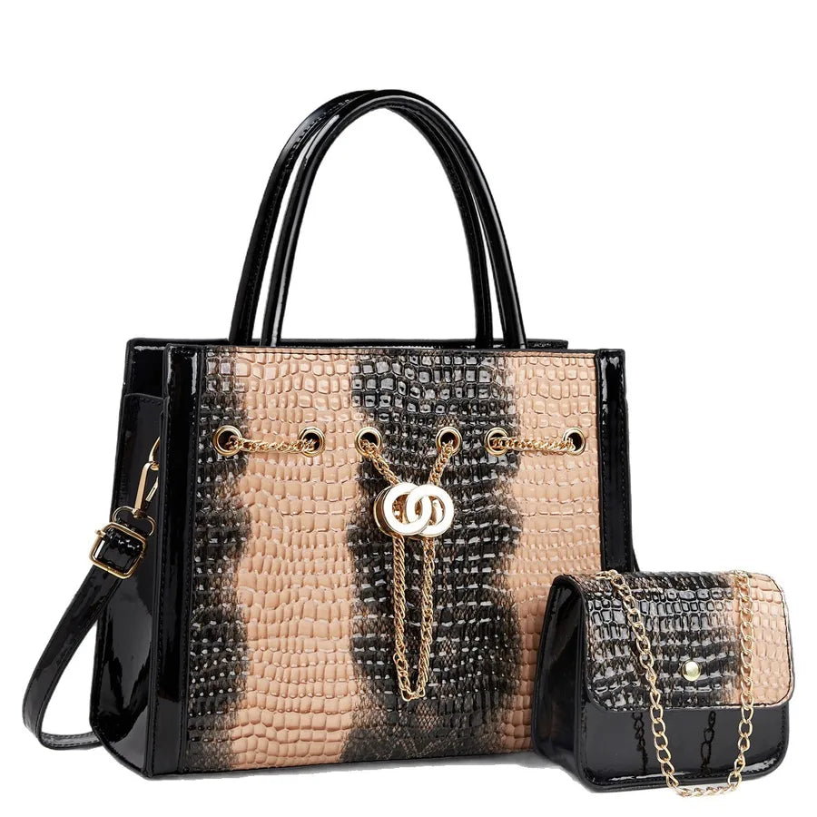 Large Capacity Women's Tote Bag Commuter Fashion Crossbody Single Shoulder Chain Handle PU Square Bag Zipper Closure City Chic