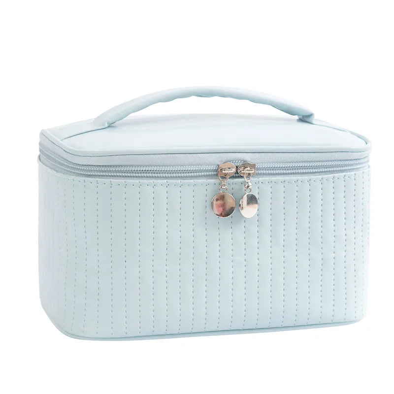 classic style solid color pu leather square makeup bags