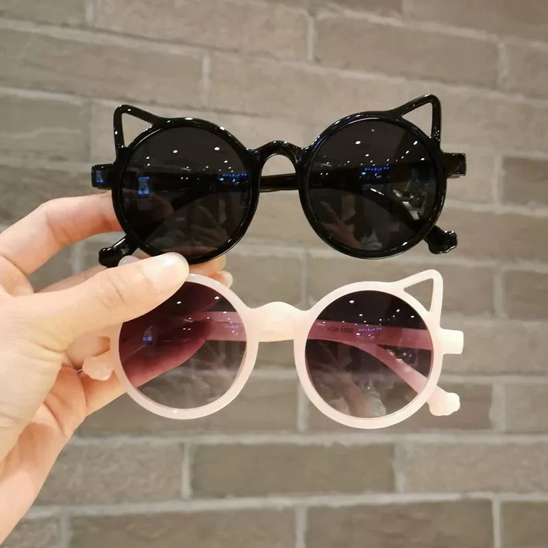 Children's Sunglasses Color Simple Cat Ear UV Protection Sunglasses Boys and Girls Eye Protection Cartoon Glasses Sunglasses