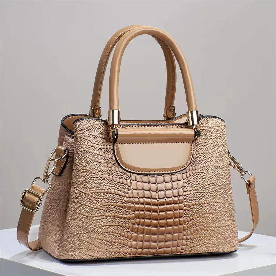 Texted bright leather stone crocodile leather bag handbag women's bag shoulder bag messenger bag foreign trade bags