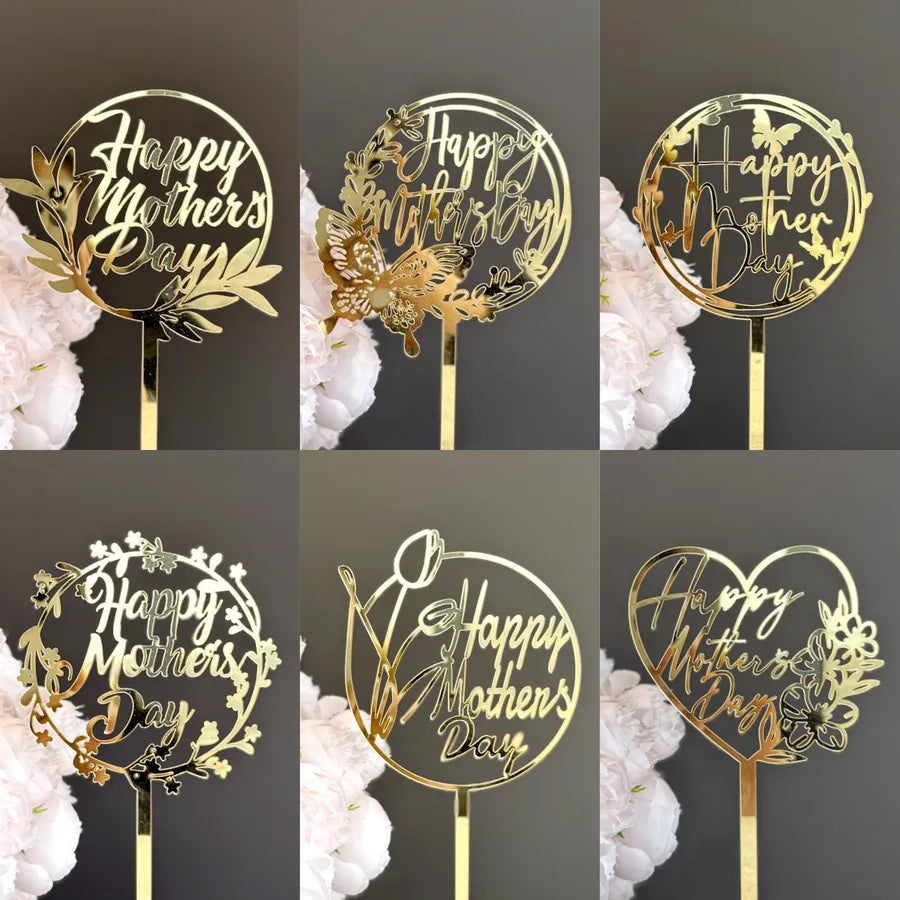 Mother'S Day Romantic Letter Flower Butterfly Acrylic Party Cake Decorating Supplies Party Supplies Cake Decorating Supplies 1 Piece