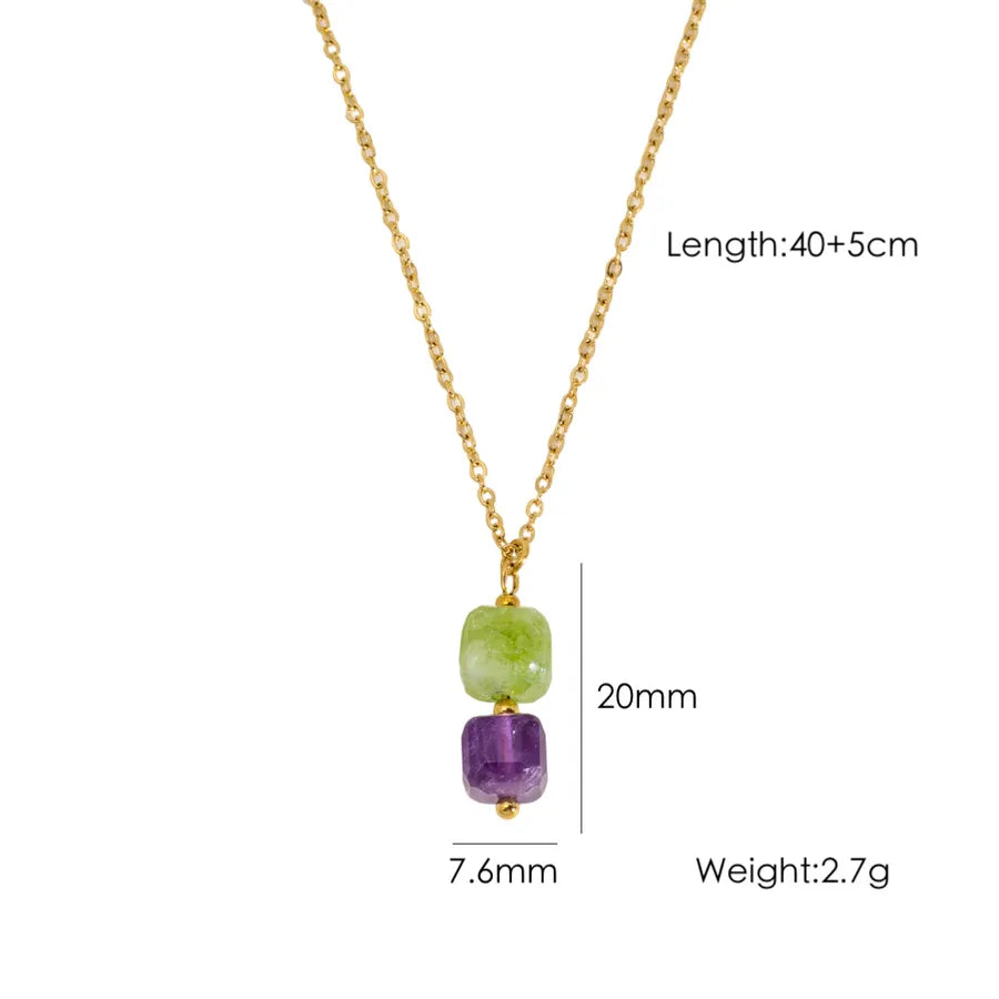 Wholesale Jewelry Elegant Simple Style Geometric 304 Stainless Steel natural stone cable chain Pendant Necklace