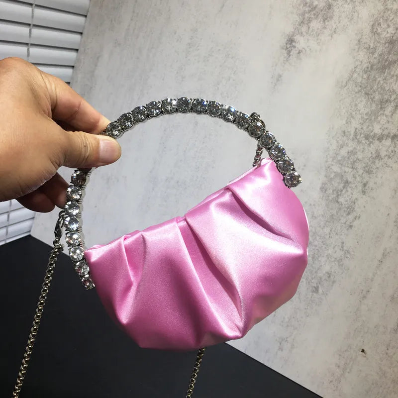 nylon solid color dumpling shape evening bags
