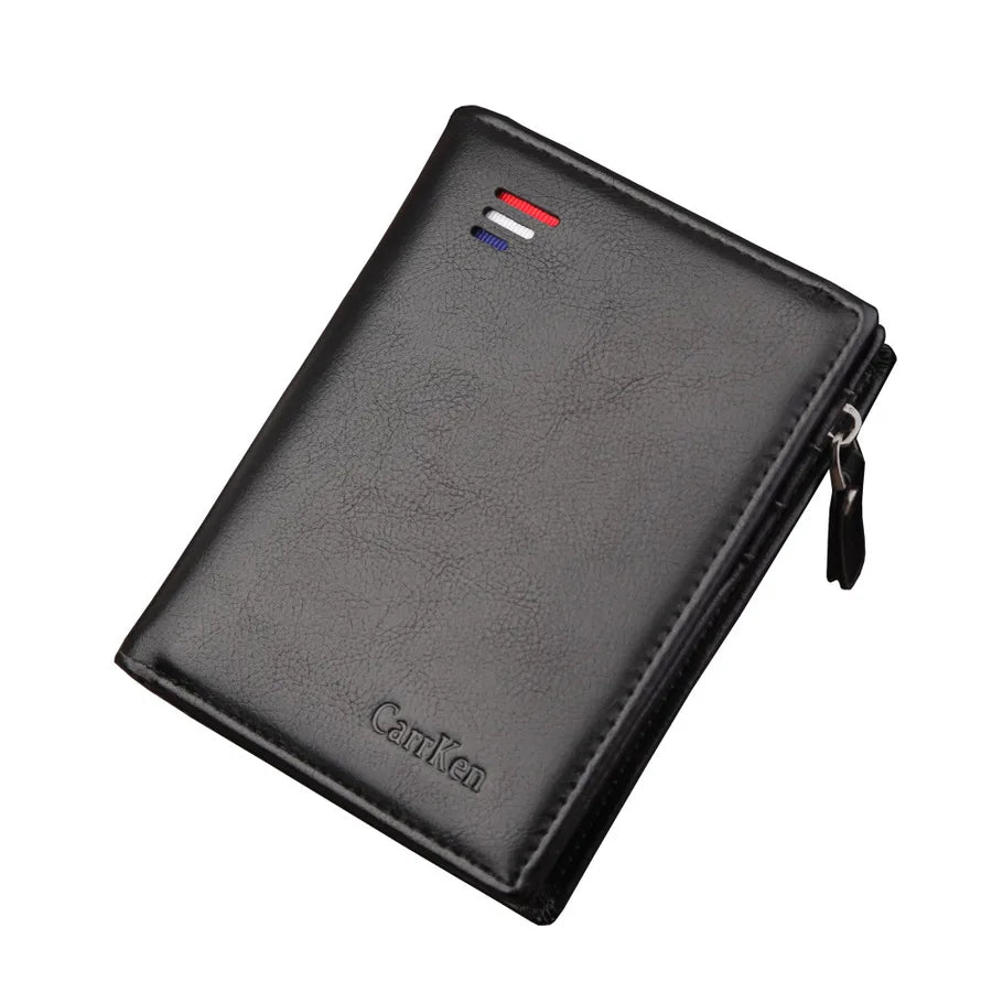 men's wallet short rfid anti-degaussing wallet buckle zipper bag dollar clip anti-theft brush