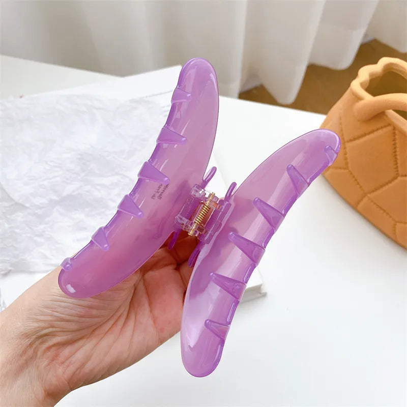 Dove Fashion New Style Bright Surface Solid Color Large Size Acetate Hair Clip Elegantly Designed Golden Label Shark Tail Clip