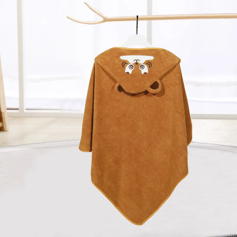 Baby Cartoon Bag Blanket Coral Fleece Absorbent Children's Bath Towel Embroidered Blanket with Hood Cloak Soft Newborn Blanket