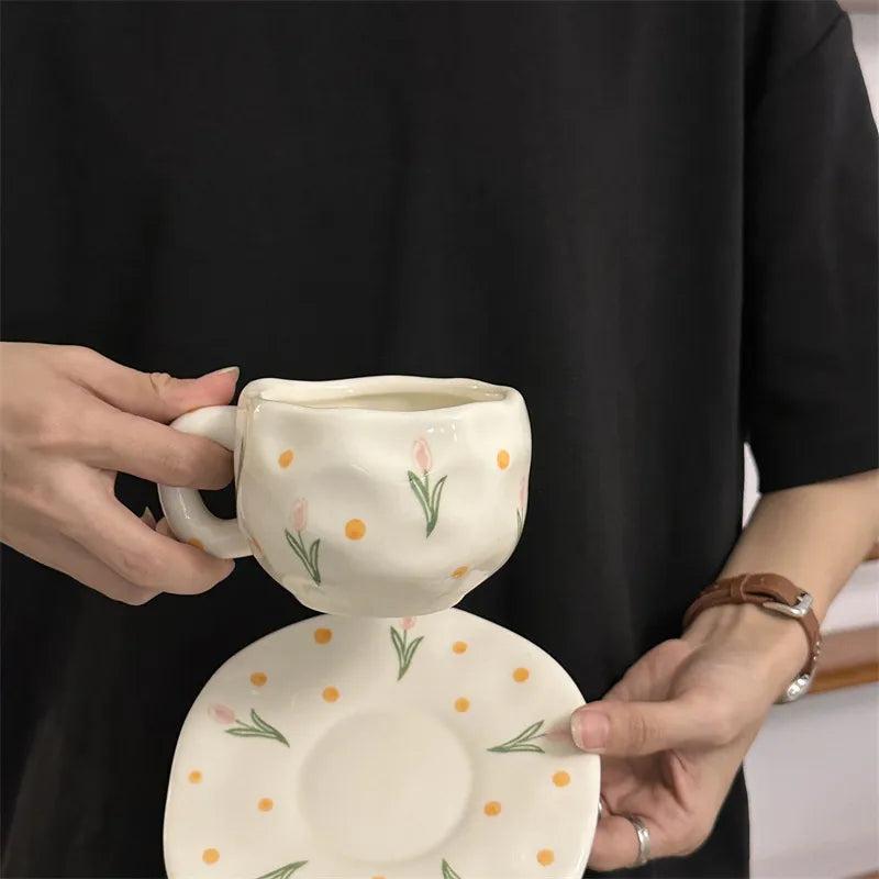 Cute Heart Shape Flower Bow Knot ceramics Water Bottles 1 Piece