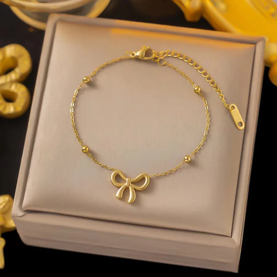 Wholesale Jewelry Elegant Simple Style Geometric Heart Shape 304 Stainless Steel Plating Beaded Chain Paperclip Chain cable chain Bracelets Necklace