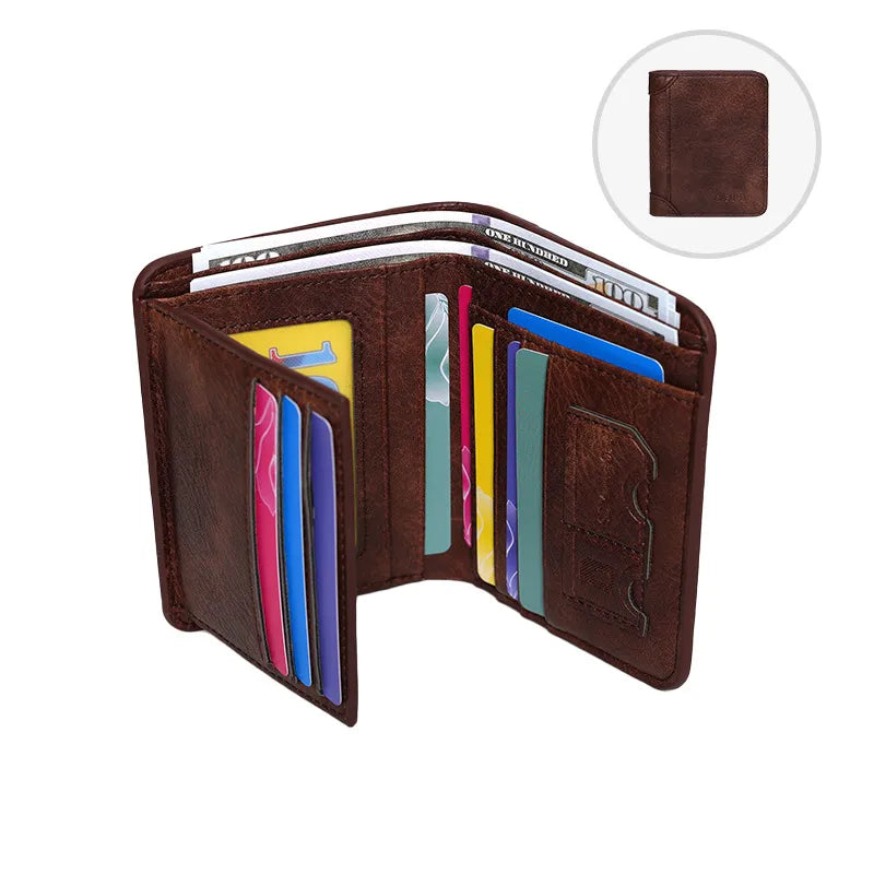 Men's Solid Color Pu Leather Folding Small Wallets