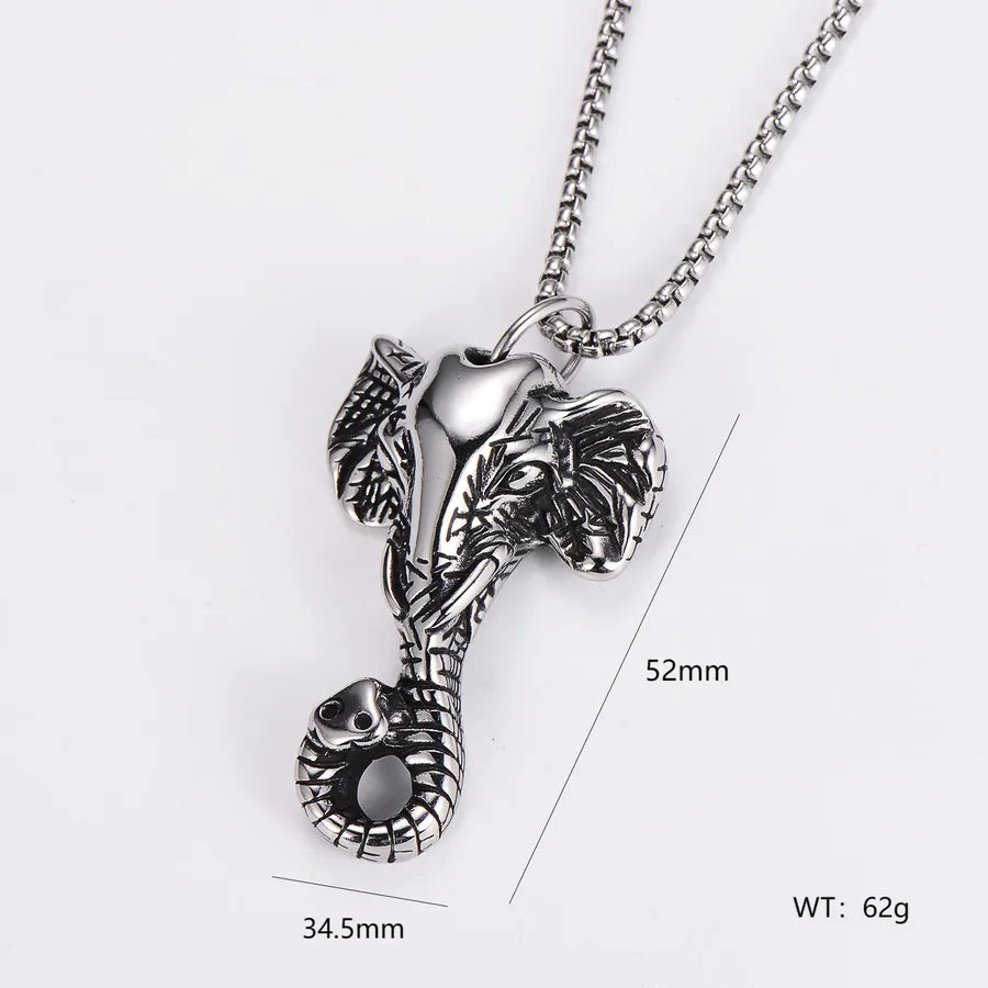 Wholesale Jewelry Retro Punk U Shape Round 304 Stainless Steel Pendant Necklace box chain