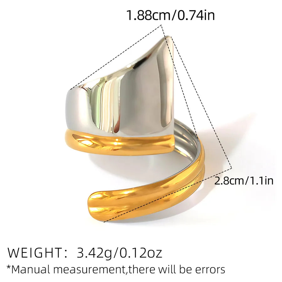 Wholesale Jewelry Casual Simple Style Geometric 304 Stainless Steel 18K Gold Plated Geometric Adjustable Ring