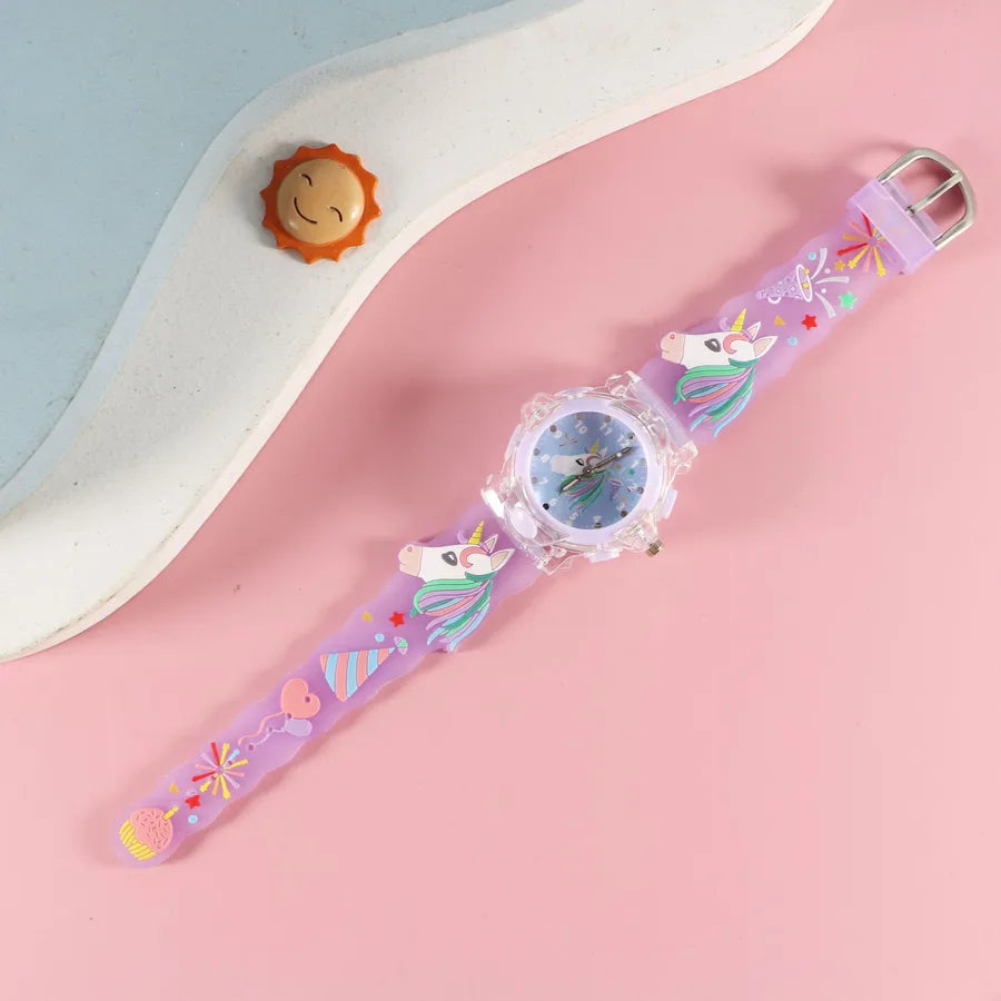 Children's Watch Creative Cartoon Quartz Color Shell Luminous Series Watch Primary School Boys and Girls 3D Viscose Watch