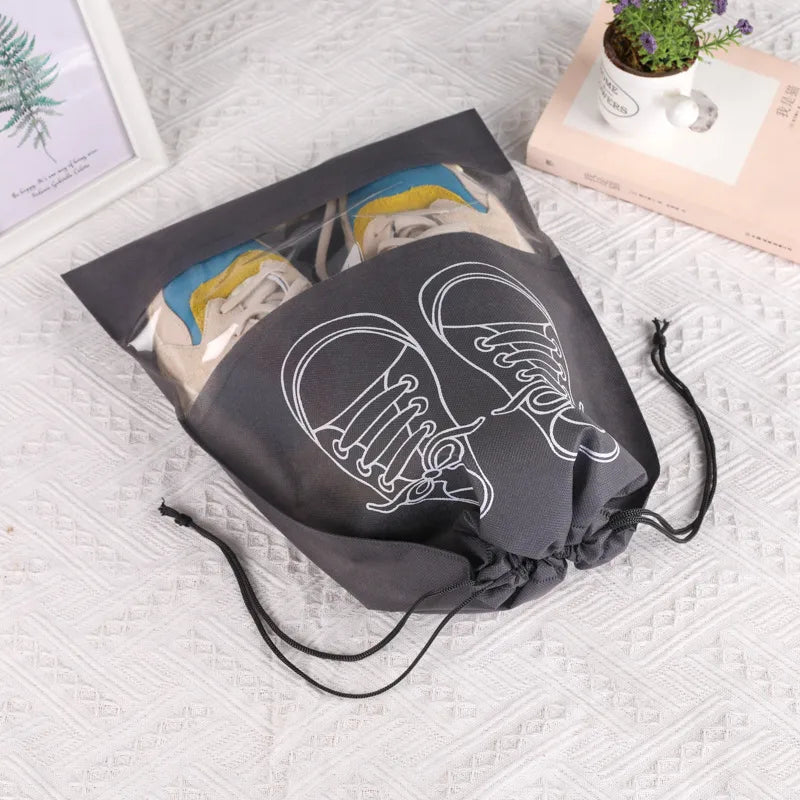 Spot Non-woven Shoe Bag Travel Dustproof Bundle Pocket Clothes Shoes Storage Bag Seasonal Shoes Drawstring Bag Household