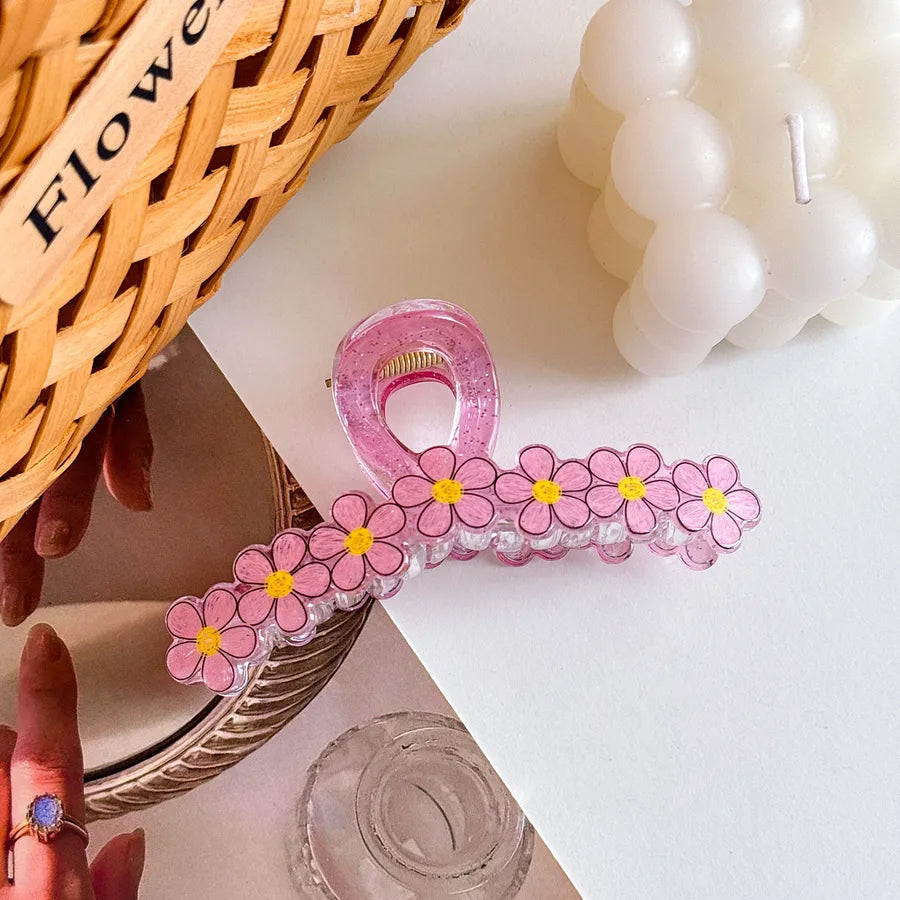 Large Dopaamine Flower Hair Clip Women's Stylish Acrylic Hair Accessories Versatile Shark Clamp Multi-Functional Hair Grips