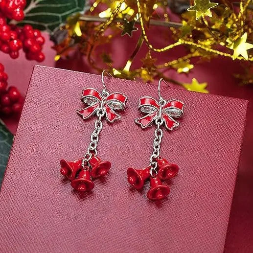 Christmas Tree Deer Bell Snowflake Elements Long Earrings Christmas Theme Cartoon Style Alloy Geometric Pattern Unisex